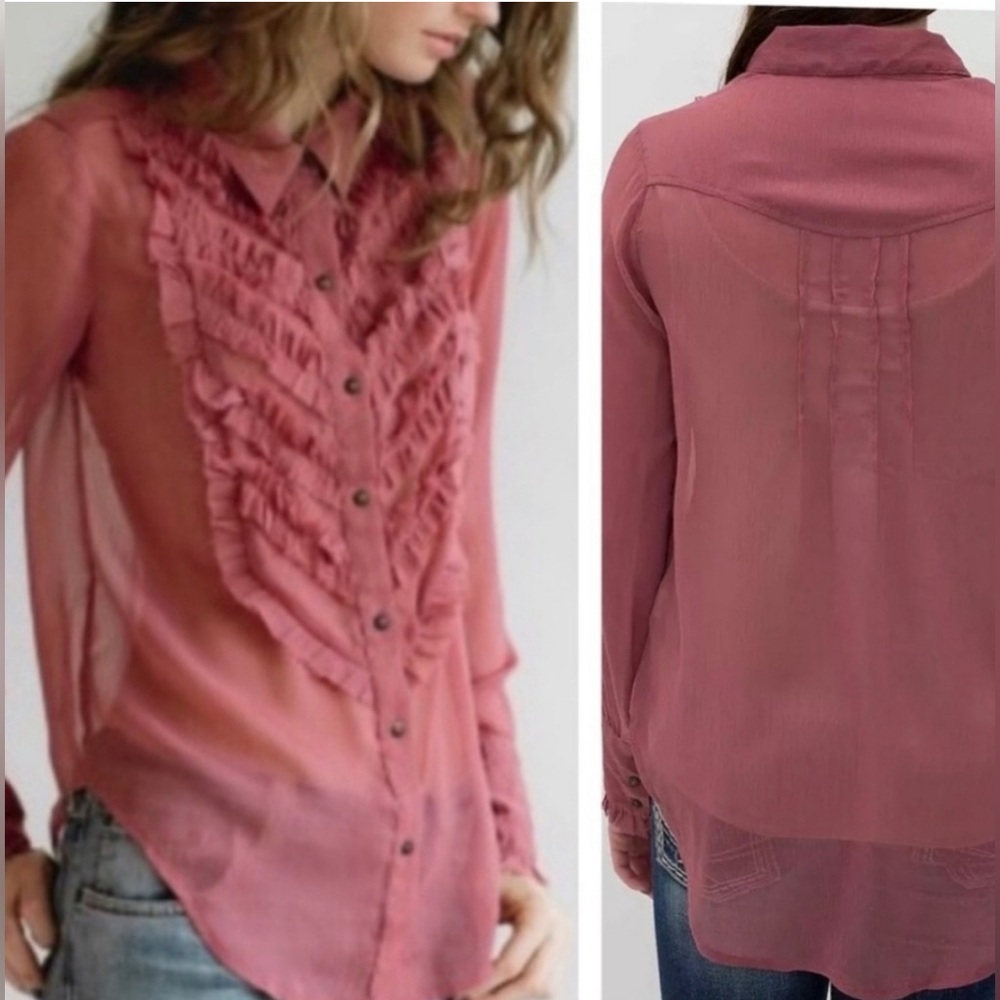 🔥5/$30🔥FREE PEOPLE Crinkle Chiffon Shirt